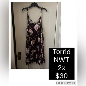 Torrid Purple Floral Mini Super Soft Skater Dress